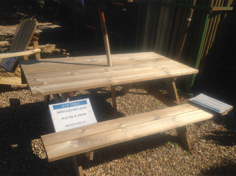 Picnic Table with folding seats 1.5m £99.99, 1.8m £139.99
