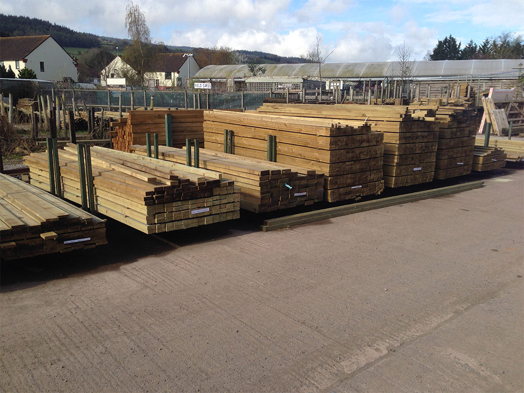 3m, 3.6m stacks of treated timber on display at Minehead Sawmills